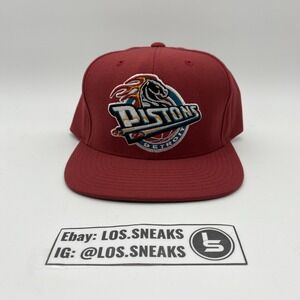Detroit Pistons Hat Cap Snap back Burgundy NBA Basketball Mitchell Ness Men's